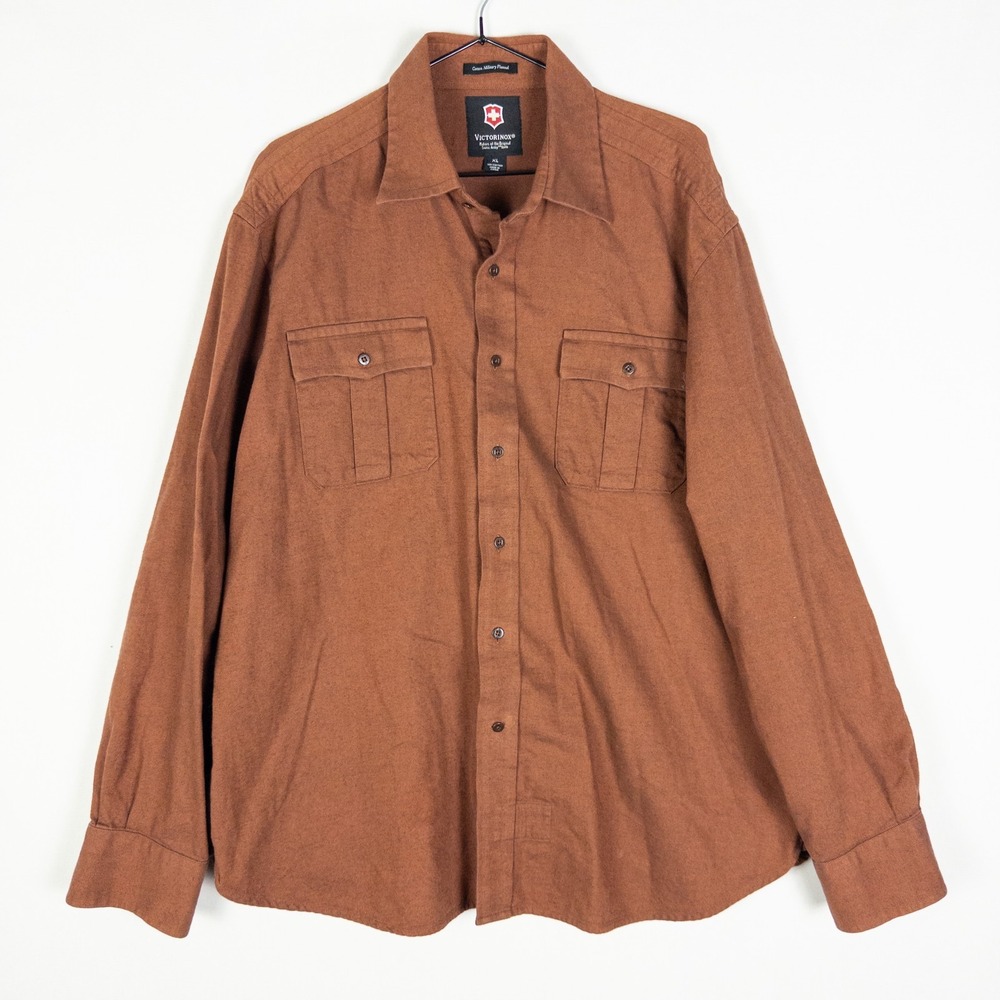 Victorinox Cotton Military Flannel Button Up Shirt Mens XL Brown Gorpcore Workwe